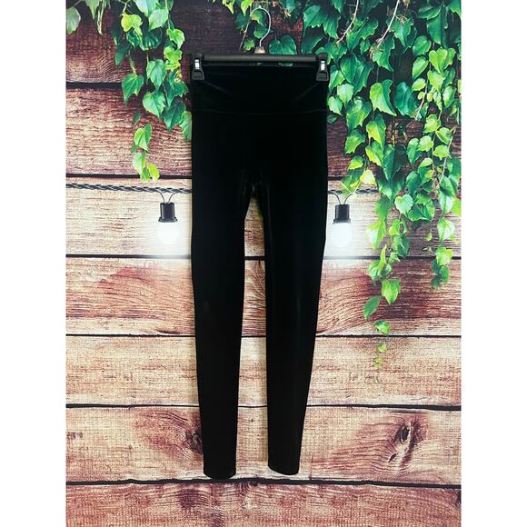 Spanx Velvet Velour Leggings Pull On Stretchy Compression High Waist Black Small - Picture 1 of 5